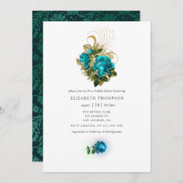 Invitación Fantasía Turquesa y Ducha de Novias de Oro