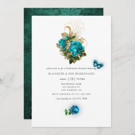 Invitación Fantasía Turquesa y Oro Bridesmaids Luncheon