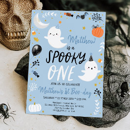 Invitación Fantasía UN Fantasma Azul Halloween Cumpleaños