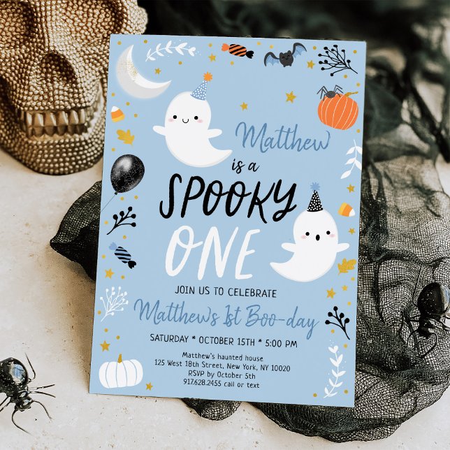 Invitación Fantasía UN Fantasma Azul Halloween Cumpleaños (Subido por el creador)