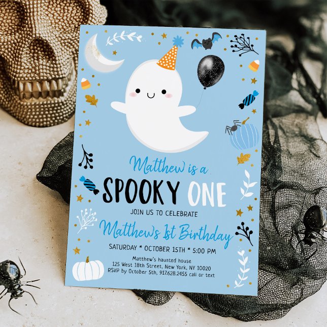 Invitación Fantasía UN Fantasma Azul Halloween Cumpleaños (Subido por el creador)