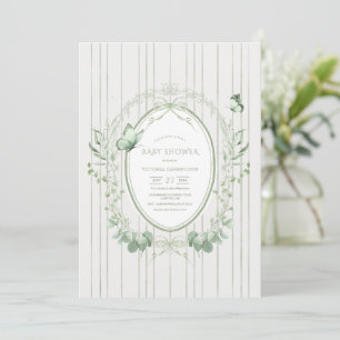 Invitación Fantasiosa Fiesta de Bebé Vintage con Verdor