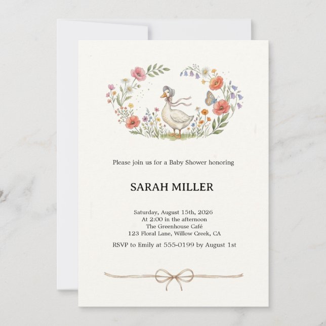 Invitación Fantasioso Baby Shower de Flores Silvestres de Mam (Anverso)