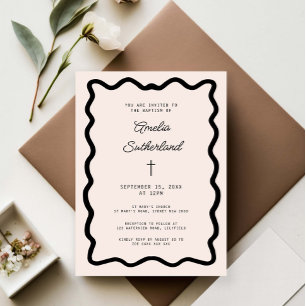 Invitación Fantasioso borde en cursiva de arco bautizo