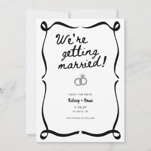 Invitación Fantasioso Dibujado a Mano Nos Estamos Casando 