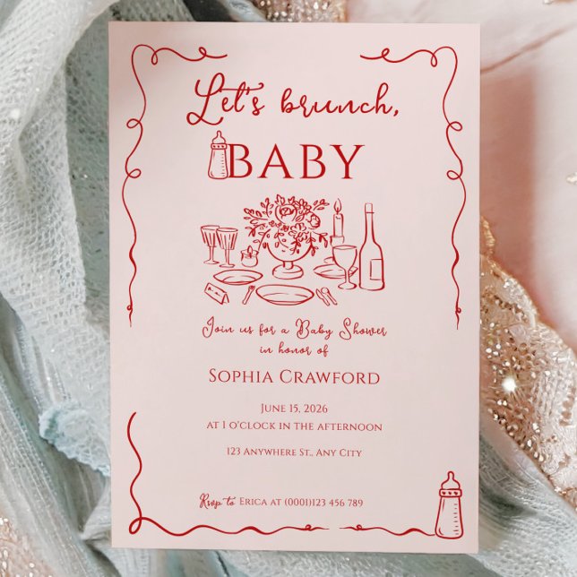 Invitación Fantasioso Garabato Vamos a Brunch Baby Shower (Subido por el creador)