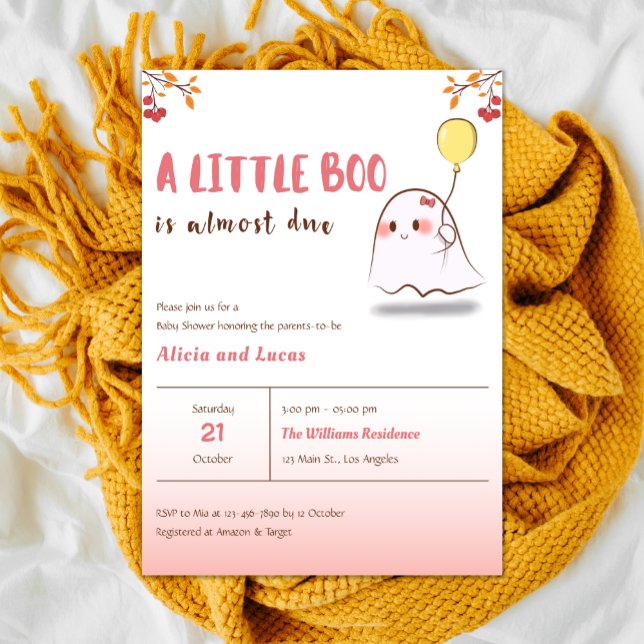 Invitación Fantasma A Pequeño Boo Halloween Baby Shower (Subido por el creador)