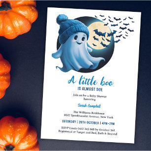 Invitación Fantasma A Pequeño Boo Halloween Boy Baby Shower