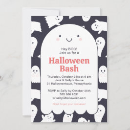 Invitación Fantasma Adorable Halloween Bash Personalizado