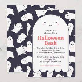 Invitación Fantasma Adorable Halloween Bash Personalizado
