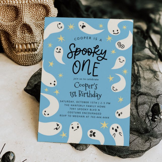 Invitación Fantasma azul de Halloween (Subido por el creador)