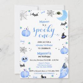 Invitación Fantasma azul espantoso primer cumpleaños