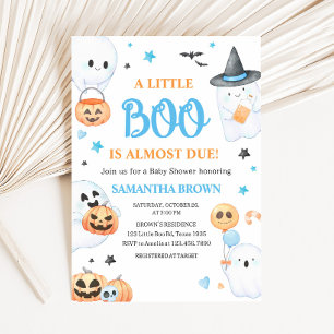 Invitación Fantasma azul Halloween Pequeño Boo Baby Shower
