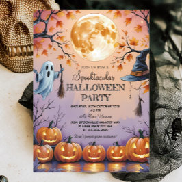 Invitación Fantasma, calabazas y Halloween con vocación de lu