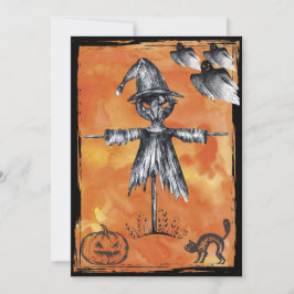 Invitación Fantasma candente de gato negro de Halloween