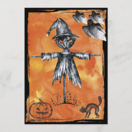 Invitación Fantasma candente de gato negro de Halloween