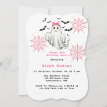 Fantasma Chica amigable rosa con fiesta de cumplea