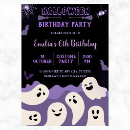Invitación Fantasma Chica Halloween Cumpleaños Cualquier Año