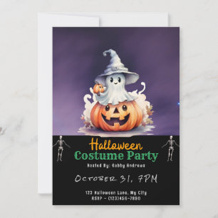 Invitación Fantasma con brujas grises Gorra Halloween negro