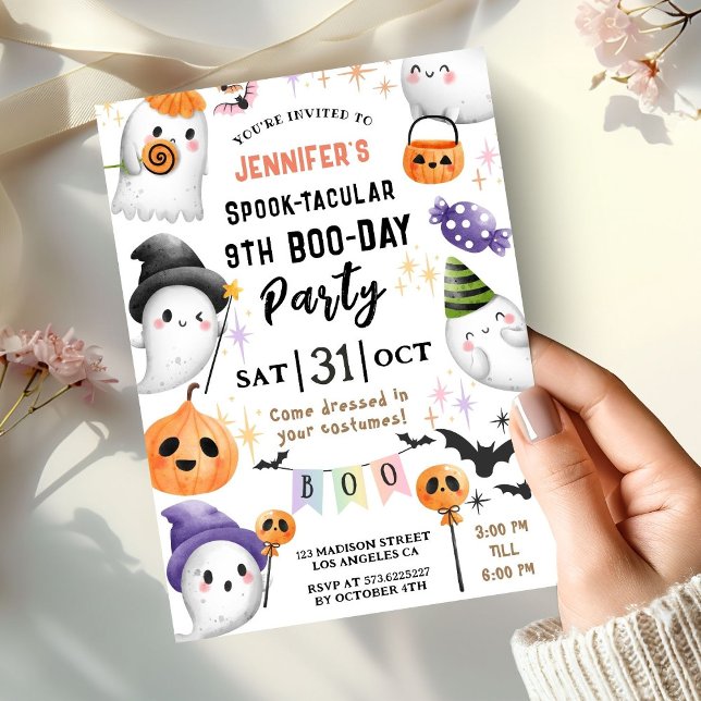 Invitación Fantasma Cute Spooktacular Halloween Noveno cumple (Subido por el creador)