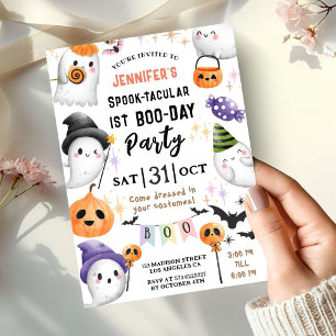 Invitación Fantasma Cute Spooktacular Halloween Primer cumple
