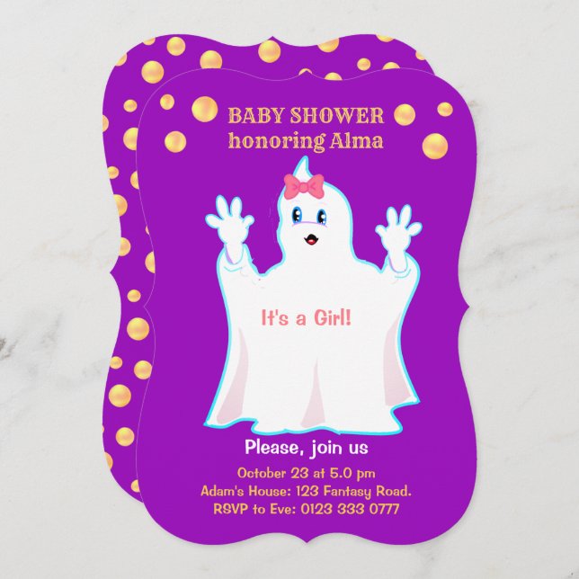 Invitación fantasma de Baby Shower (Anverso / Reverso)