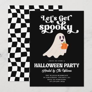 Invitación Fantasma de Black Groovy Hagamos Halloween con mie