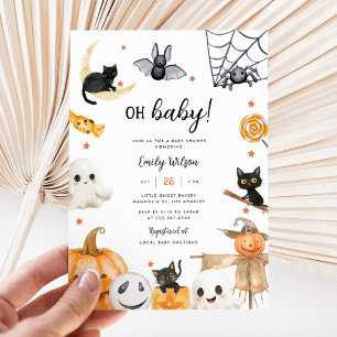 Invitación Fantasma de calabaza de Halloween Oh Baby Baby Sho