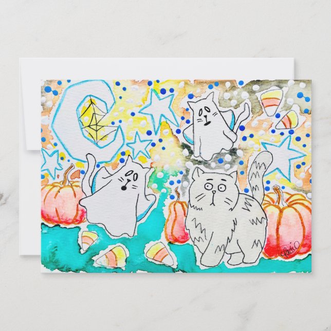 Invitación Fantasma de Gato (Anverso)