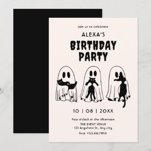 Invitación fantasma de gato negro cumpleaños