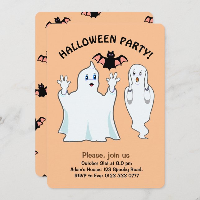 Invitación fantasma de Halloween (Anverso / Reverso)