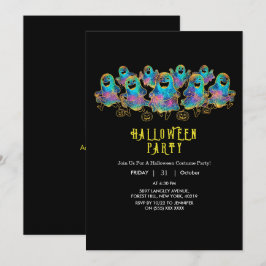Invitación Fantasma de Halloween Falso Brillo Lindo