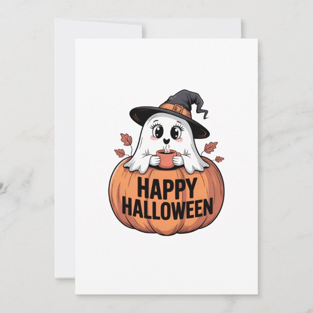 Invitación Fantasma de la cafetería de Halloween (Anverso)