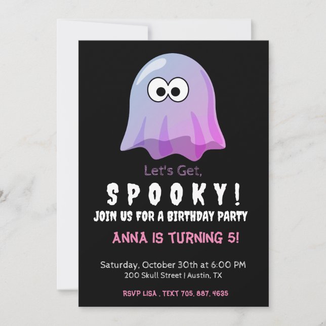 Invitación Fantasma de ojos de Google rosa lindo: espeluznant (Anverso)