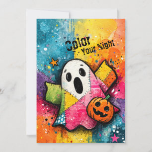 Invitación Fantasma de parches adorable Arte de salpicaduras