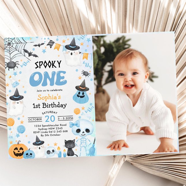 Invitación Fantasma de primer cumpleaños de Halloween (Subido por el creador)