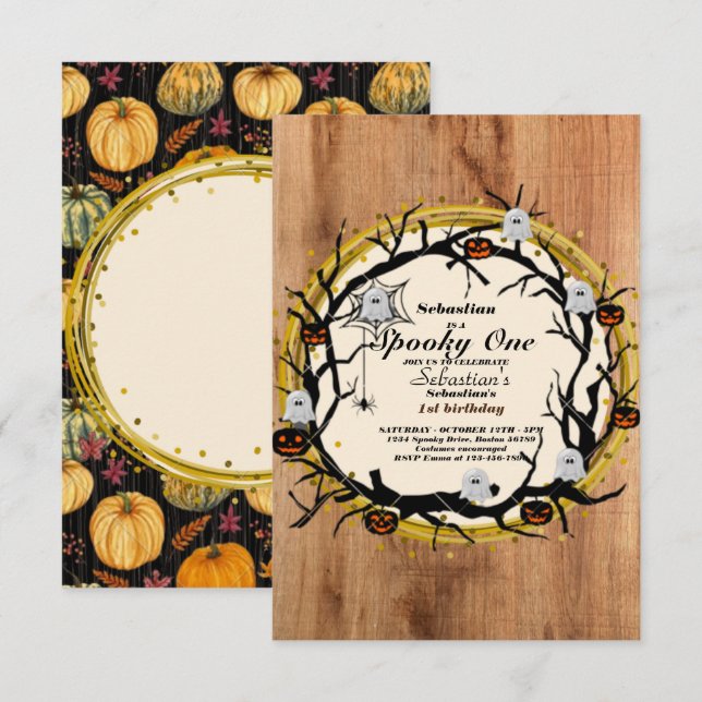 Invitación Fantasma de primer cumpleaños de un fantasma de Ha (Anverso / Reverso)