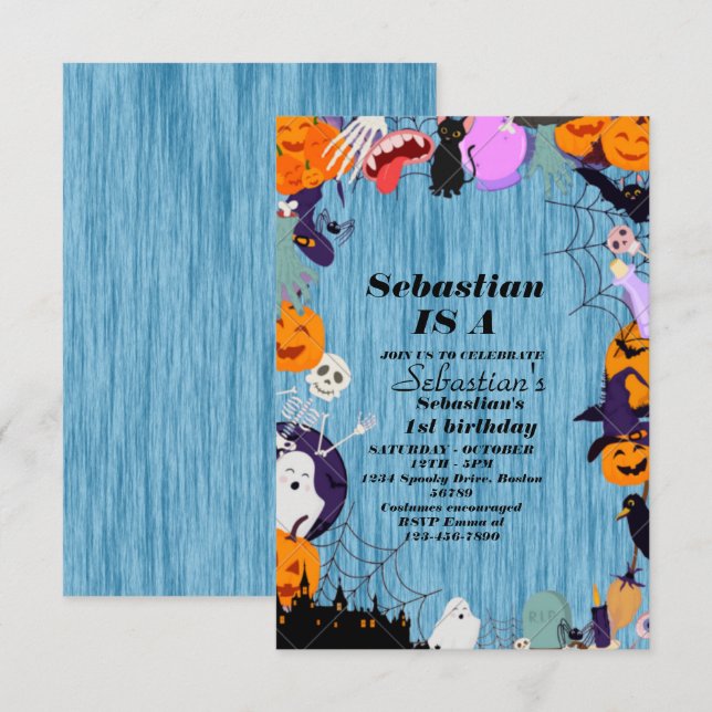 Invitación Fantasma de primer cumpleaños de un fantasma de Ha (Anverso / Reverso)