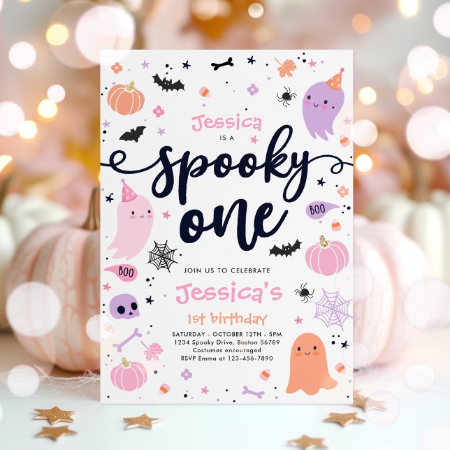 Invitación Fantasma de primer cumpleaños de un fantasma de Ha (Subido por el creador)
