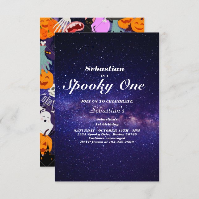 Invitación Fantasma de primer cumpleaños de un fantasma de Ha (Anverso / Reverso)