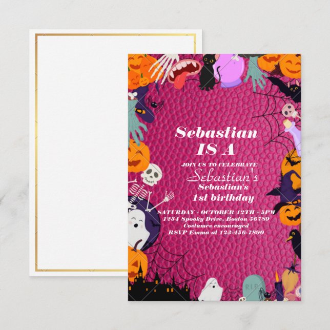 Invitación Fantasma de primer cumpleaños de un fantasma de Ha (Anverso / Reverso)