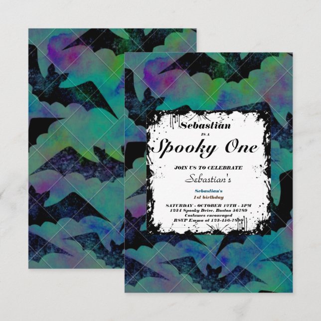 Invitación Fantasma de primer cumpleaños de un fantasma de Ha (Anverso / Reverso)