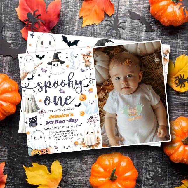 Invitación Fantasma de primer cumpleaños de un fantasma tímid (Subido por el creador)