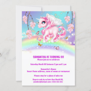 Invitación Fantasma de unicornio arcoiris mágico chica cumple