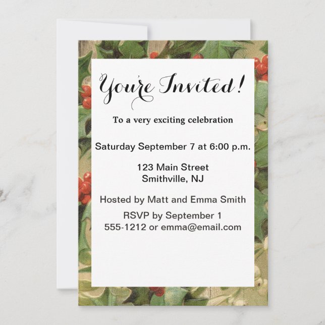 Invitación Fantasma del Ilustracion actual de Navidad (Anverso)