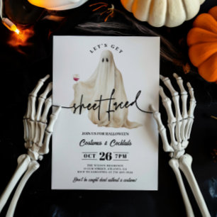 Invitación Fantasma Divirtámonos con Cara de Sábana Halloween