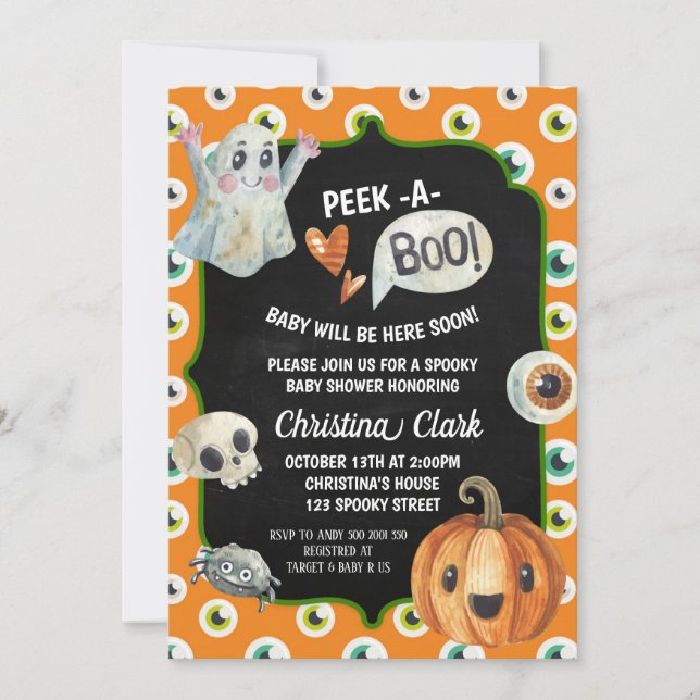 Invitación Fantasma en Baby Shower por Halloween (Anverso)