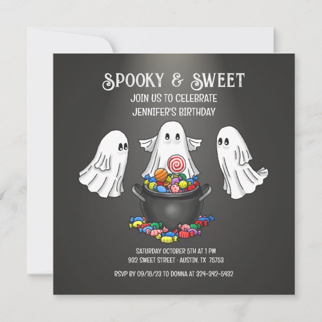 Invitación Fantasma espeluznante de Halloween (Anverso)