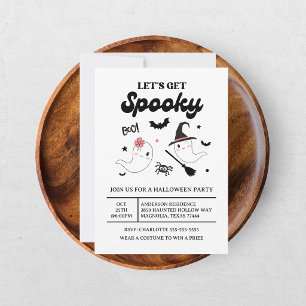 Invitación Fantasma Espeluznante Halloween Niña Rosa Boo Ador