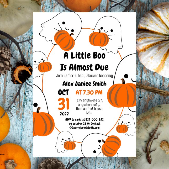 Invitación Fantasma espeluznante simple y elegante, Baby Show (Subido por el creador)